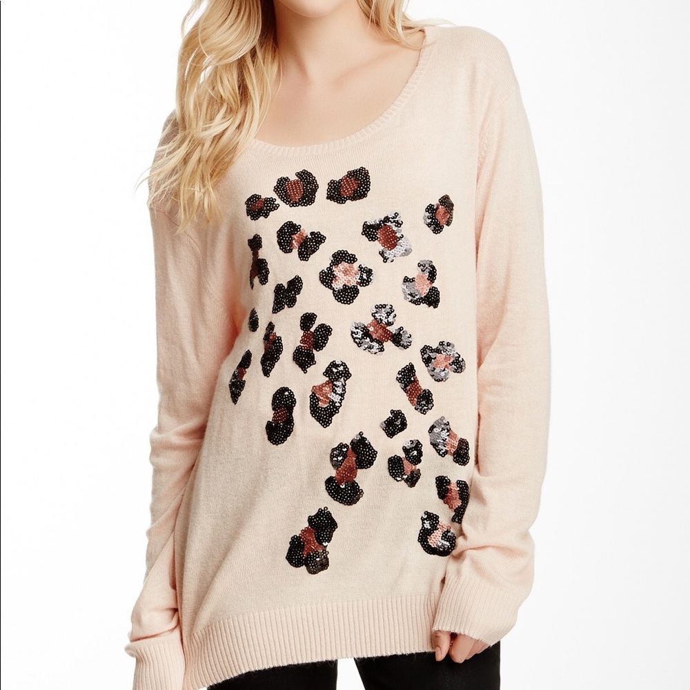 Wildfox angora sequin leopard sweater M